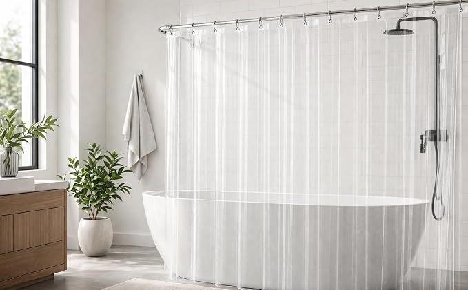 EHZNZIE Crystal Clear Shower Curtain Liner 48x72, PEVA Waterproof Bath Curtain - Image 7