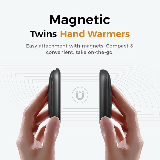 OCOOPA Magnetic Hand Warmers Rechargeable 2 Pack, UL Safety Heat 100-126°F, 3-Settings, Pocket-Sized, Max. 8 Hrs Long Lasting,Great for Raynauds, Golf, Hunting, Camping, Gifts for Men Women, UT3 Lite