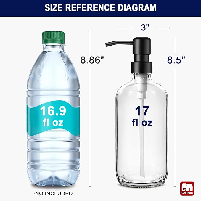 GMISUN Shampoo and Conditioner Dispenser, 3 Pack Clear Glass Bathroom Shampoo - Image 2
