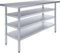 24 in. x 60 in. Stainless Steel Work Table with Three Bottom Shelves | NSF Kitchen Prep Table | Utitly Metal Table