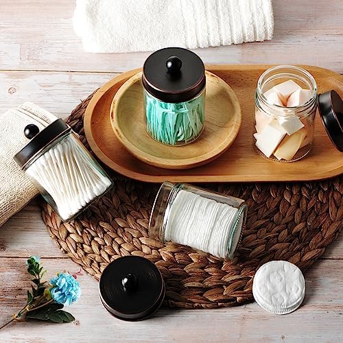 Amolliar Apothecary Jar Bathroom Storage Qtip Holder Glass, ORB 2Pack - Image 4