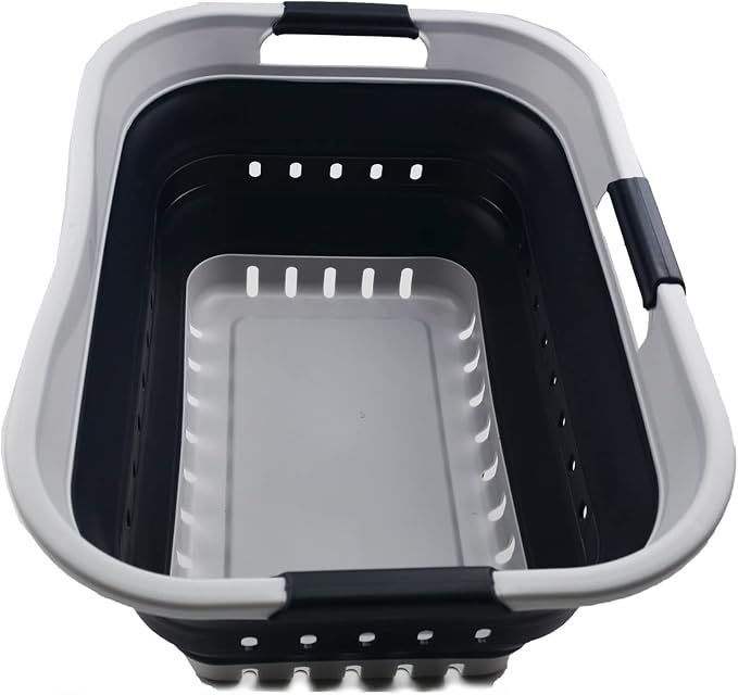 SAMMART 30L Collapsible 3 Handled Plastic Laundry Basket by SAMMART