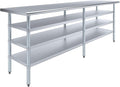 24 in. x 96 in. Stainless Steel Work Table with Three Bottom Shelves | NSF Kitchen Prep Table | Utitly Metal Table