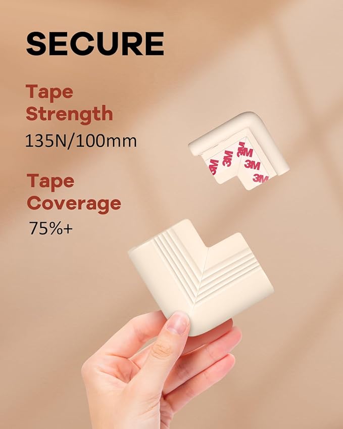 Baby Proofing Corner Guards 16 Pack White, Extra Thick Foam Edge Protectors for Table and Furniture, Pre-Taped Adhesive Bumpers, Heavy-Duty Safety for Kids and Toddlers