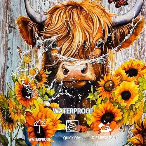 Highland Cow Sunflower Laundry Basket Foldable Waterproof 18.9 x 16.5 Inch - Image 4