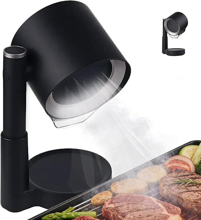 Portable Range Hood - 3-Speed Tabletop Kitchen Exhaust Fan with Removable Aluminum & Triple Polymer Filters, Adjustable Height, Low Noise & Oil Cup for RV, Camping, Indoor Grilling & Hot Pot