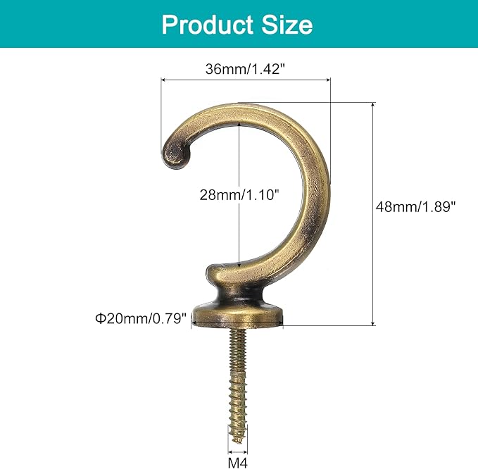 uxcell 4Pcs Curtain Holdback, Aluminum Alloy Wall Mounted Curtain Holders - Image 2