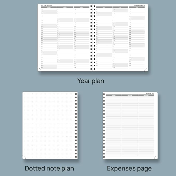 POPRUN 2026 Planner (Large - 8.5" x 10.5") with Hourly Schedule, Vertical Layout - 2026 Weekly Calendar (Jan. 2026 - Dec.2026) for Time Management, Monthly Tabs, Spiral Bound, Soft Cover - Purple