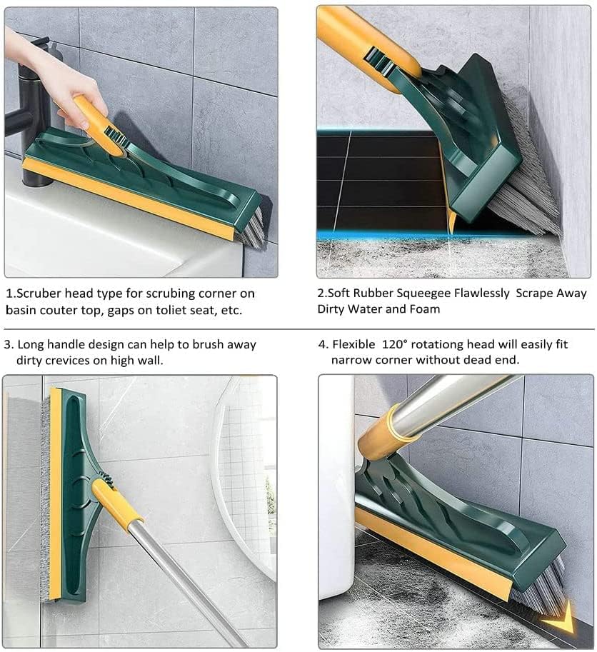 2 in 1 Cleaning Scrub Brush Grout Brush Scrapee 3 Poles 47.6'' Floor Scrub Brush - Image 6
