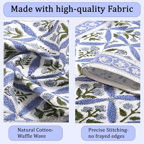 Ridhi Light Steel Blue Hand Block Print Cotton Kitchen Towels, 16x28 Inch - Image 2