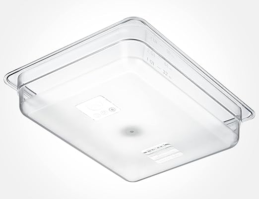 CURTA 6 Pack NSF Food Pans, Half Size 2 1/2 Inch Deep, Commercial Polycarbonate Plastic Clear Freezer-Safe