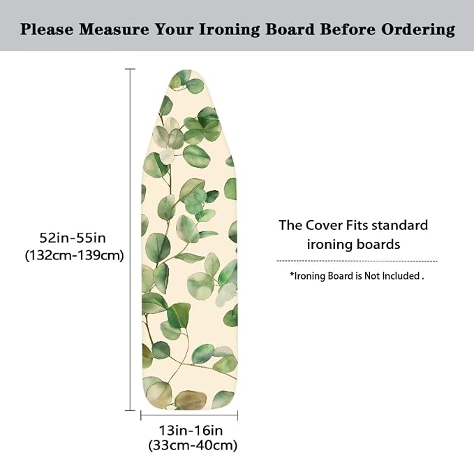 Green Leaves Easy Installation 15x54 Ironing Board Cover and Pad and Elastic - Image 5