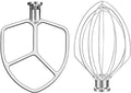 Stainless Steel K5A Whisk and Flat Beater for KitchenAid 5 Quart Bowl Lift Stand Mixer, Compatible with KG25, KSM5, K4SS, K5SS, KSM50, KP50, Heavu Duty and Dishwasher Safe