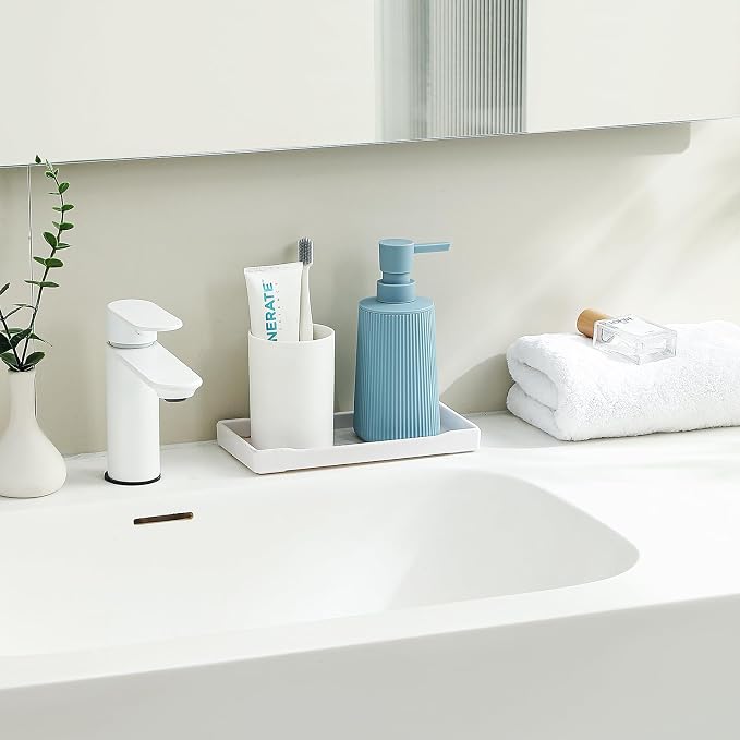 YAUKPH Small Soap Dispenser for Bathroom and Kitchen Light Blue | Modern - Image 2