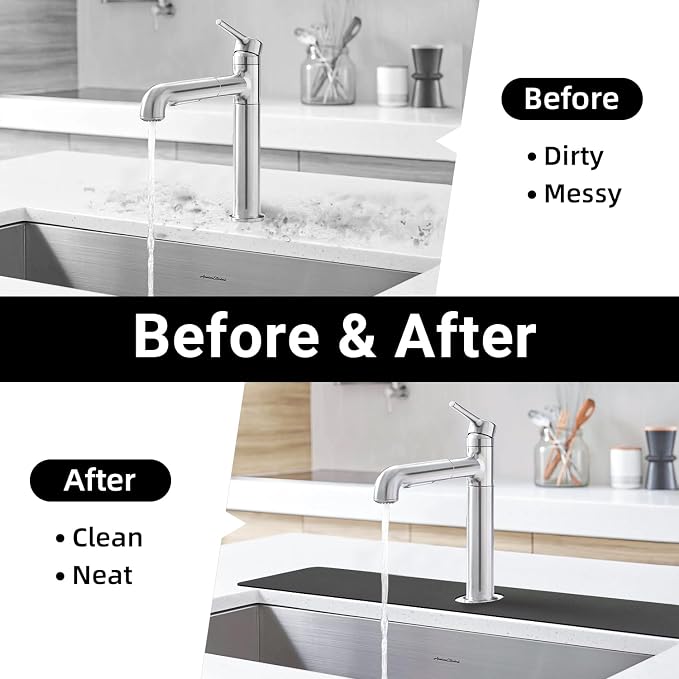 LOPNUR Cuttable Faucet Mat for Kitchen Sink, Extra Long 29 Inch, Dark Grey | - Image 9