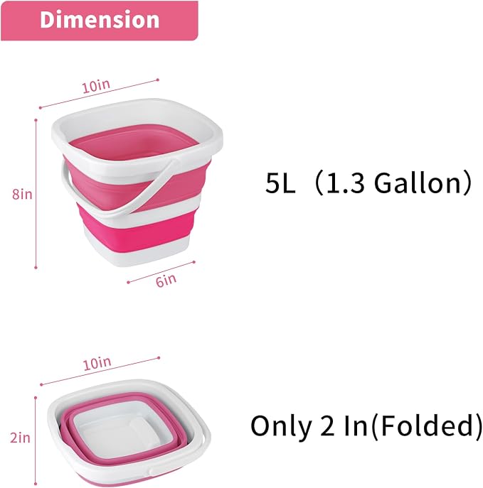 2 Pack Collapsible Buckets 5L 1.3Gallon Small Cleaning Bucket - Image 2