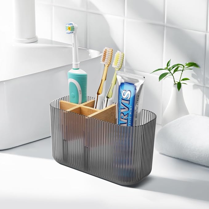 GFWARE Clear Acrylic Toothbrush Holder, 5 Slots Bathroom Storage Organizer | - Image 7