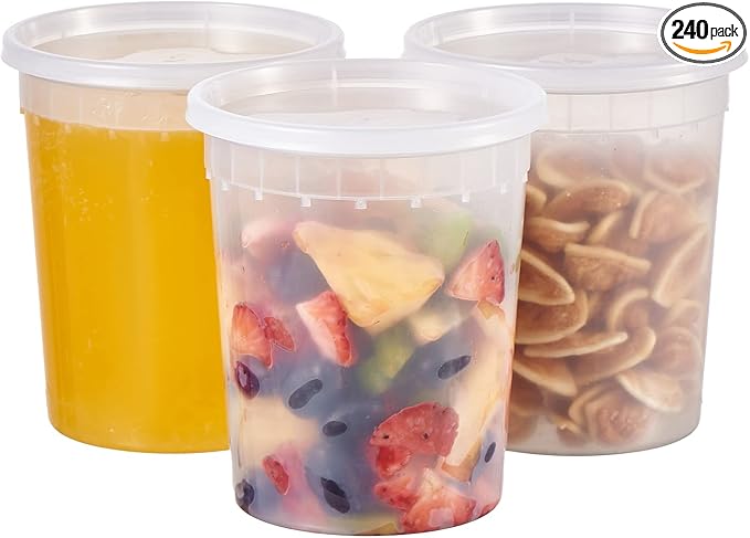 FULING 32oz Plastic Deli Containers, 240 Sets by FULING
