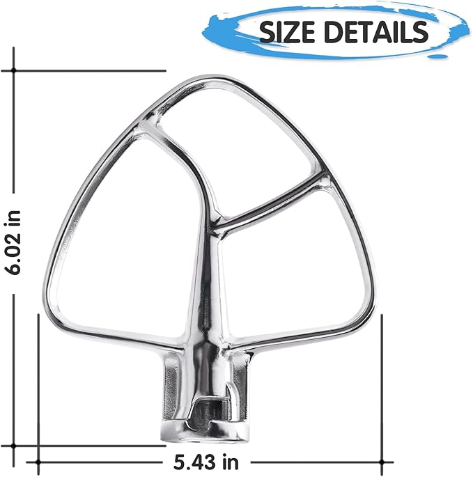 Stainless Steel Flat Beater for KitchenAid 4.5-5 Quart Tilt-Head Stand Mixers, Paddle Attachment for KitchenAid Mixer Accessory, Dishwasher Safe, and Mixer Sliding Mat