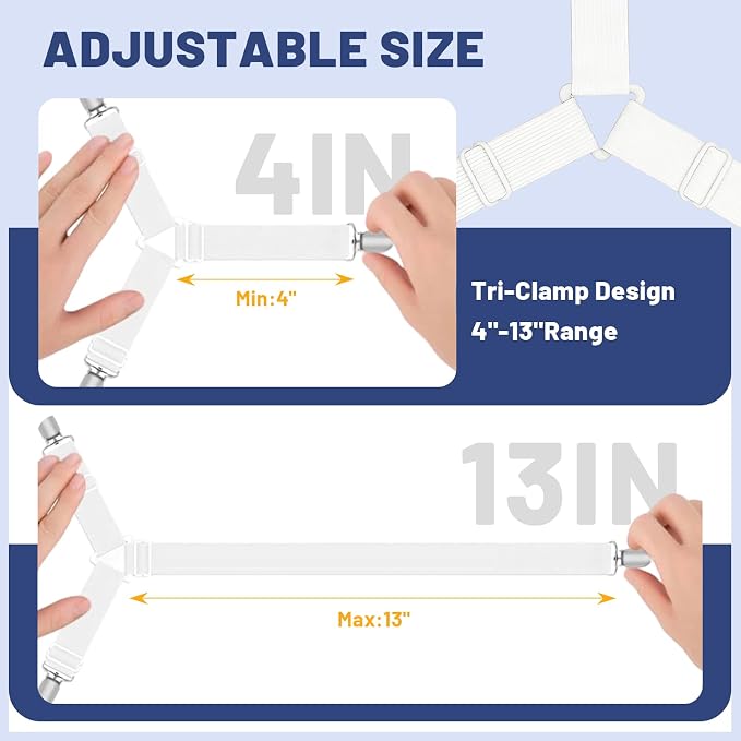 Adjustable Bed Sheet Straps, Elastic Fasteners - Image 2