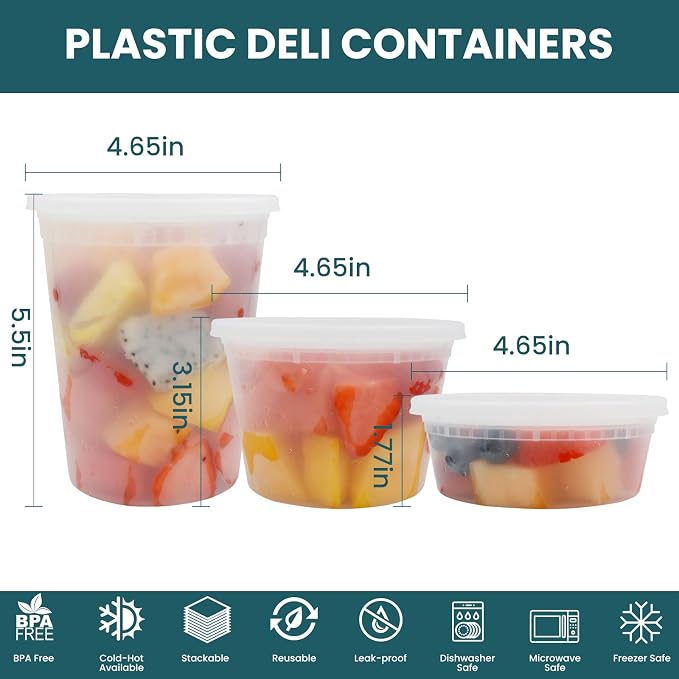 WGCC Deli Containers with Lids 48 Sets- Disposable Soup Containers 8oz - Image 2