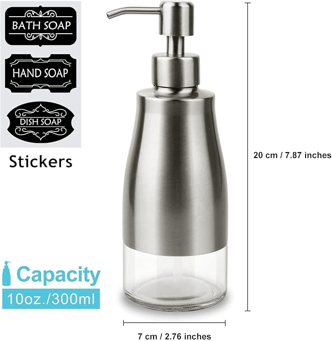 AUMIO 2-Pack Hand Soap Dispenser Set, Stainless Steel Case - Image 2