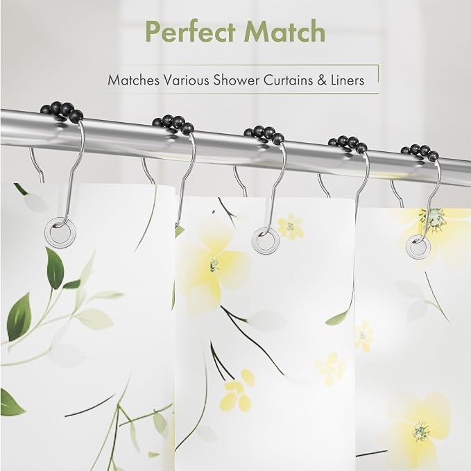 Black Shower Curtain Hooks, Decorative Rust Proof Acrylic Balls Shower Curtain - Image 6