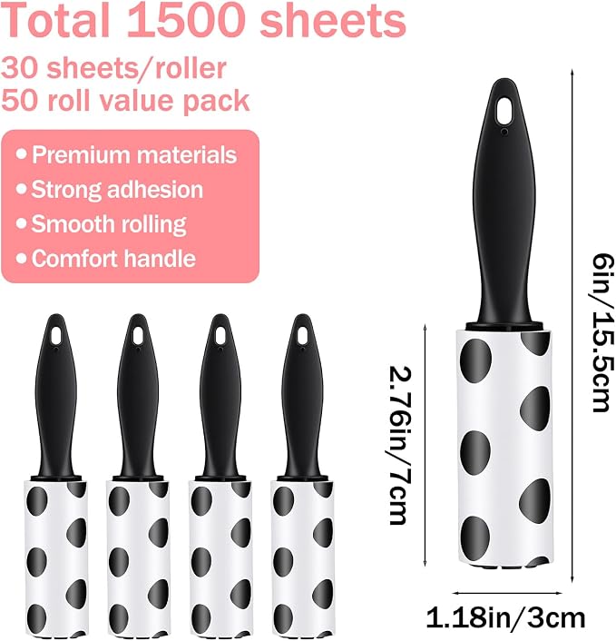 50 Pcs Lint Roller for Clothes, Mini Lint Roller Bulk Travel Size Sticky Hair - Image 2