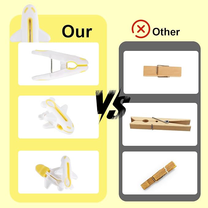 Plastic Clothes Pins Strong Clothespins Laundry Plane Clothes Clips 12 PCS | - Image 5