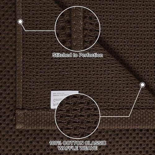Homaxy 12 Pack 100% Cotton Kitchen Towels and Dishcloths Set, Dark Brown - Image 2