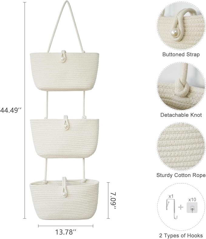 TeoKJ 3-Tier Hanging Baskets for Storage - Image 2