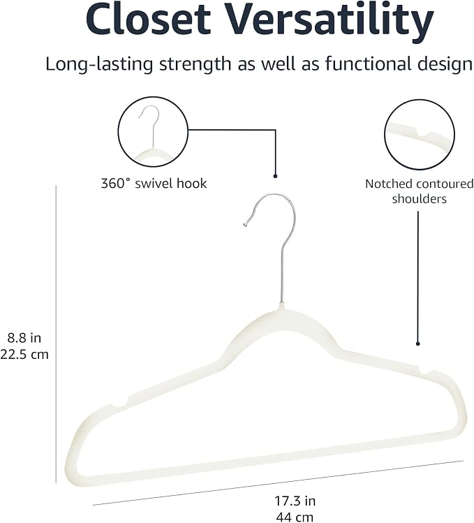 Amazon Basics Slim Velvet Non-Slip Space Saving Suit Clothes Hangers - Image 5