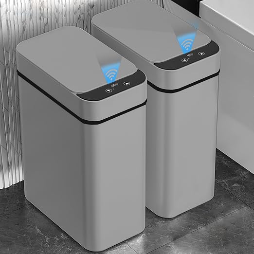 2 Pack - 2.5 Gallon Motion Sensor Bathroom Trash Can - Slim Smart Trash Can | - Image 7