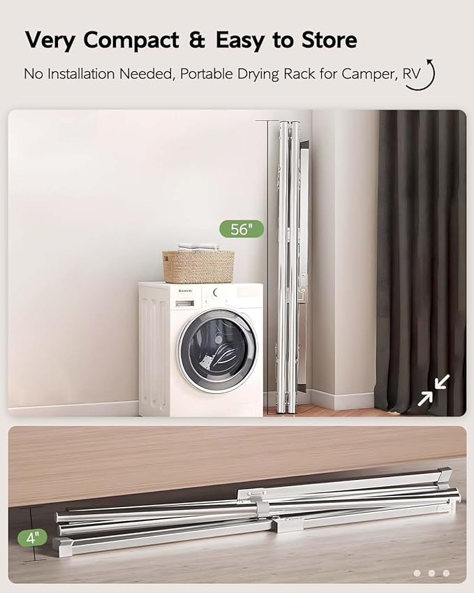 Vikaqi Clothes Drying Rack 95 Inches Folding Outdoor Indoor, Drying Rack - Image 3