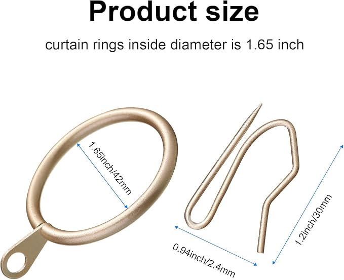 Qunclay 100 Set 1.65 Inch Metal Curtain Rings - Image 2