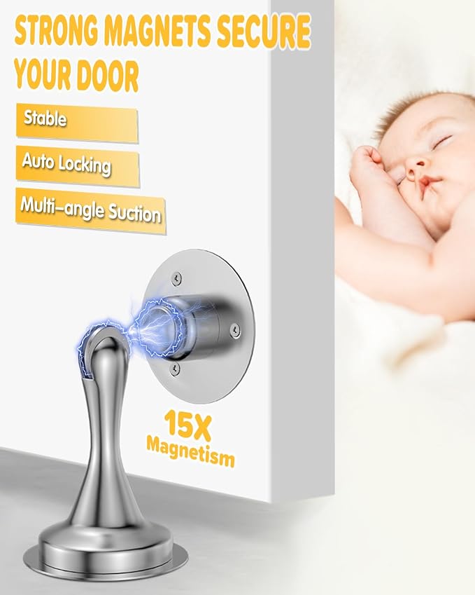 Door Stoppers Magnetic Door Catch Stainless Steel Magnetic Door Stop 6 Pack | - Image 2