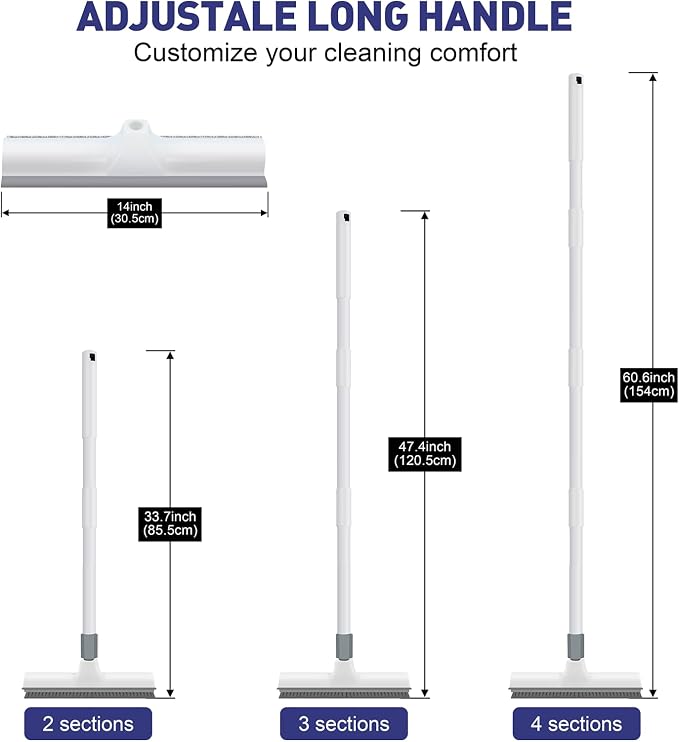 Yolaist 60 inch Long Handle Floor Scrub Brush, 2 in 1 Heavy Duty Hard Bristle - Image 2