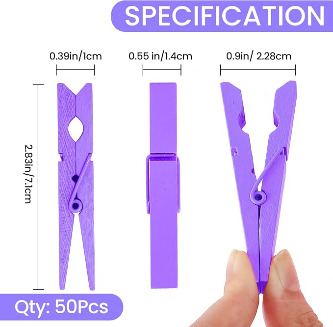 50PCS Colored Wooden Clothespins 2.9 Inch Color Clothes Pins - Image 7