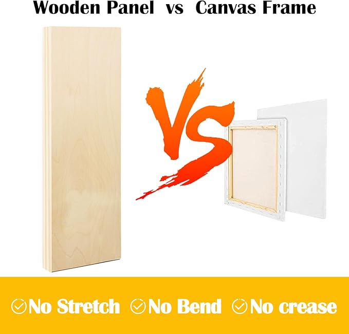 Falling in Art 2 Pack Unfinished Wooden Canvas Panels, 6x24 Gallery Birch Wood Panels Kit, 1 1/2" Deep Art Cradle Boards for Acrylic Painting, Pouring and Burning
