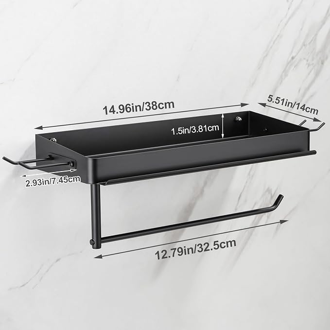 Taozun Garage Paper Towel Holder, Wall Mount Shelf, Shop Towel Holder, One-Hand - Image 5
