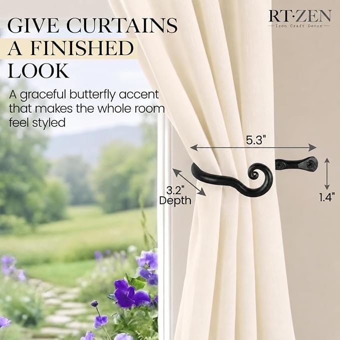 RTZEN Metal Curtain Tiebacks, Drapery Holders - Image 2