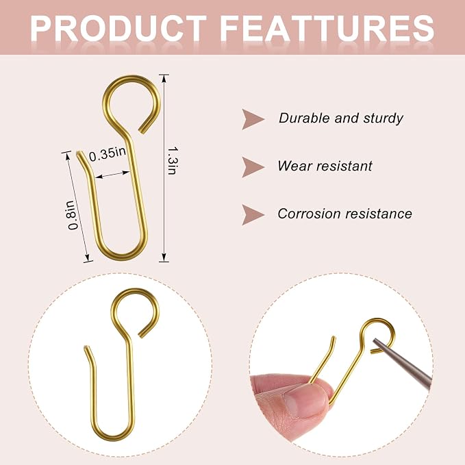 Jetec 60 Pcs Metal Curtain Track Hooks S Shaped Small Curtain Metal Drape Wire - Image 2