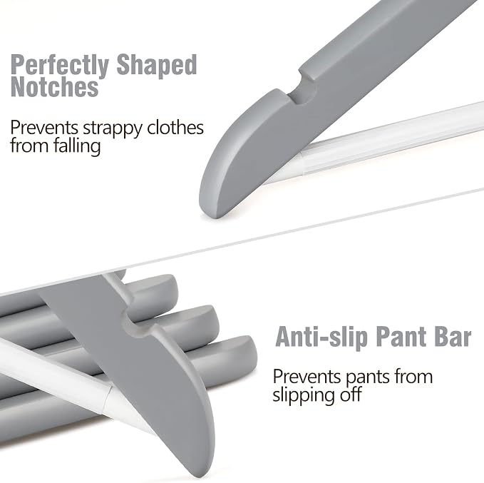 TOPIA HANGER Wooden Hangers 16 Pack Grey/White Heavy Duty Coat Hangers | - Image 3