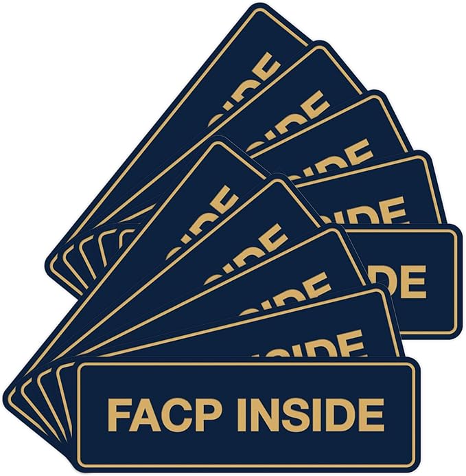 Signs ByLITA Standard FACP Inside Sign | Fire Safety Signage (Navy Blue/Gold) - Small 10 Pack