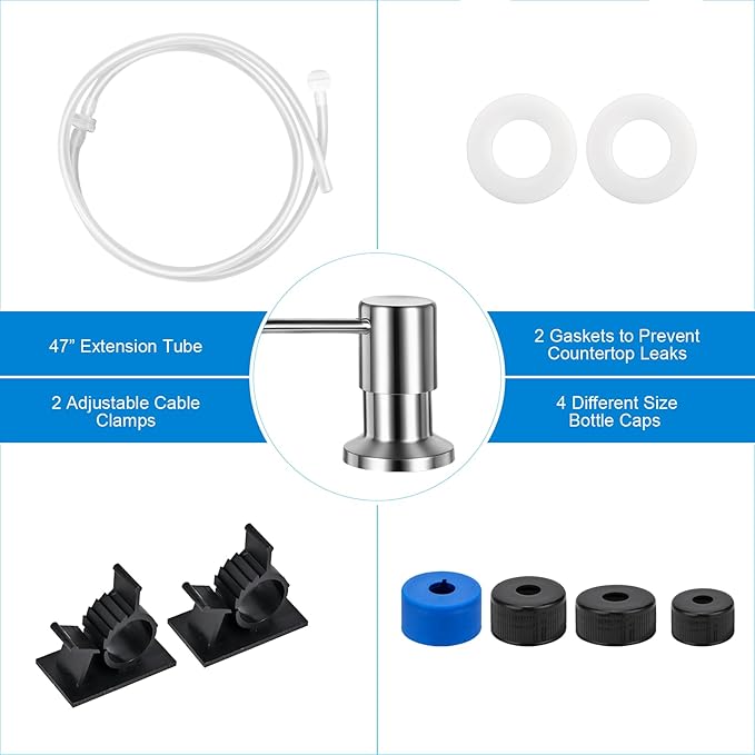Soap Dispenser for Kitchen Sink, Upgrade Built in Sink Soap Dispenser Brushed - Image 7