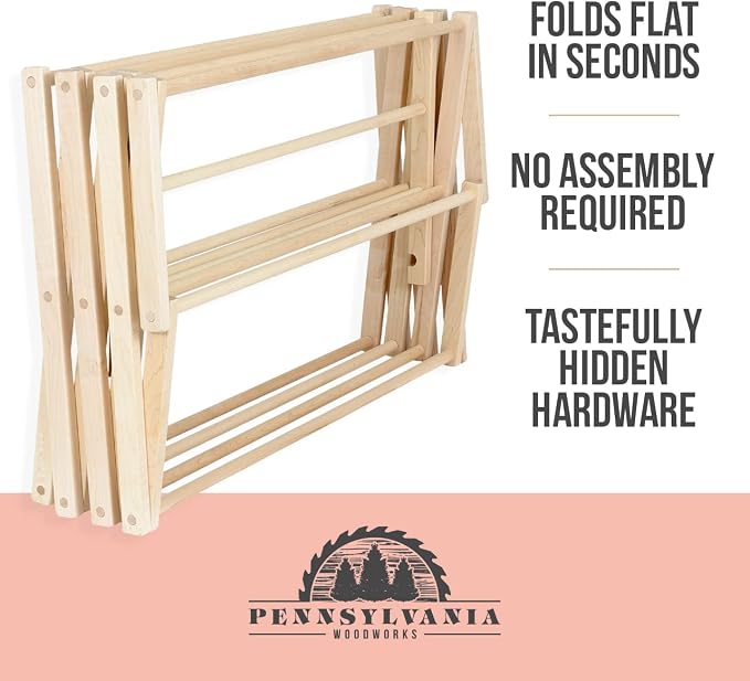 Clothes Drying Rack: Solid Maple Hard Wood Laundry Rack - Image 8