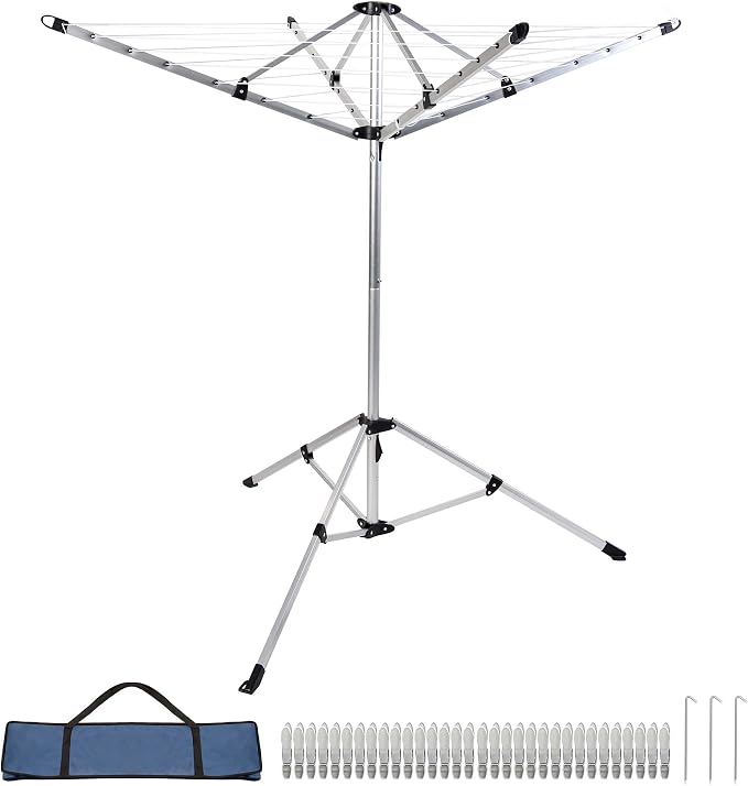 65FT Portable Umbrella Clothesline, 4-Leg Stable Freestanding Drying Rack - Image 2