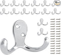 15 Pack Coat Hooks Wall Hooks for Hanging, Heavy Duty Double Prong Metal Hook by CBWLWJ