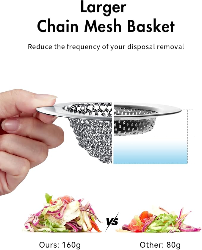 2 Pack Upgraded Sink Drain Strainer, Patented Reversible Chain Mail Mesh - Image 5