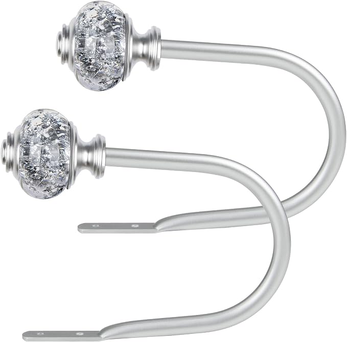USFOOK Silver Curtain Holdbacks, Decorative Drapery Tiebacks, 2 Pack/1 Pair | by USFOOK